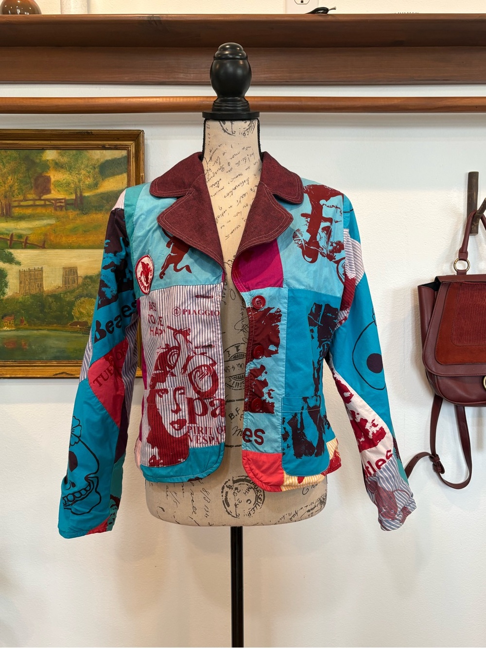 Vintage Uttam London Patchwork Jacket Jimi Hendrix Graphic Artsy M/L